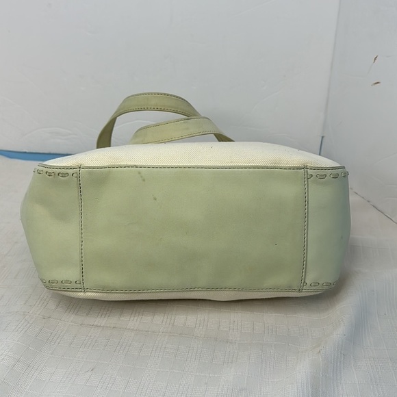 Vintage fossil tote in light green fabric and new buck leather - Picture 5 of 8